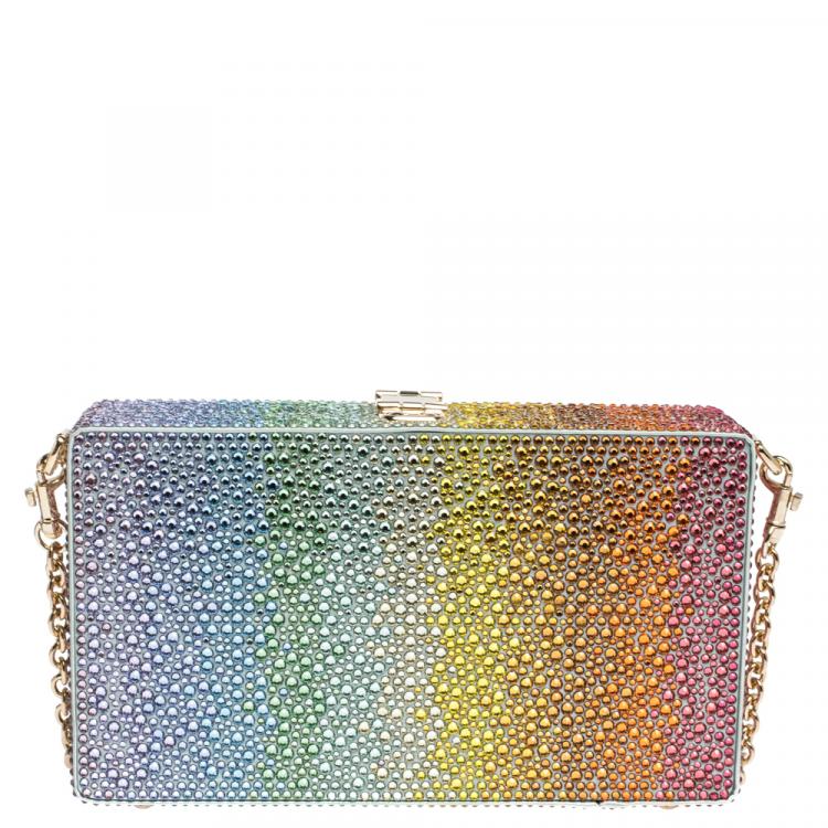 Pre Owned Dolce & Gabbana Multicolor Heat-Applied Rhinestones Dolce Box Clutch