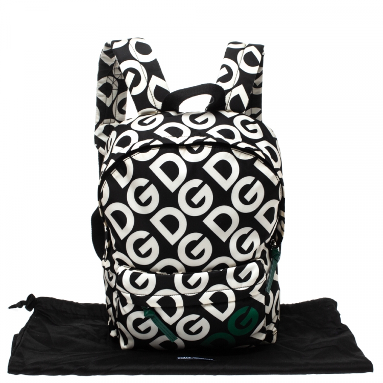 Pre Owned Dolce & Gabbana Black/White DG Mania Print Nylon Backpack