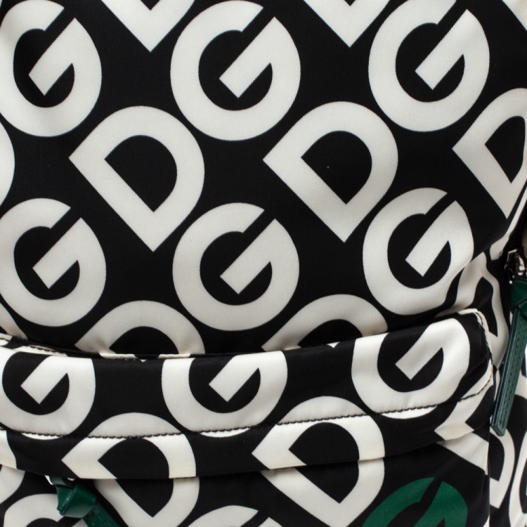 Pre Owned Dolce & Gabbana Black/White DG Mania Print Nylon Backpack
