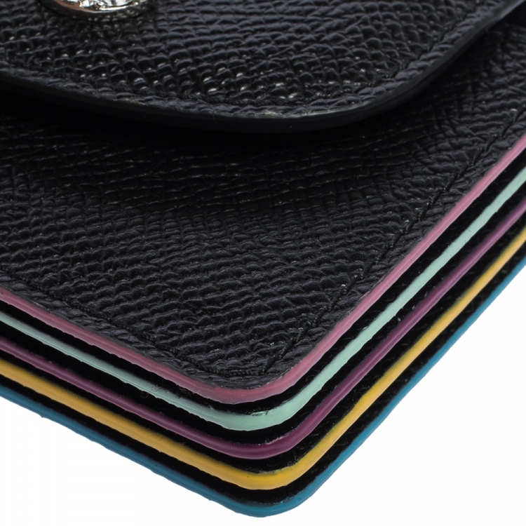 Pre Owned Dolce & Gabbana Black Leather DG Millennial Flap Card Holder