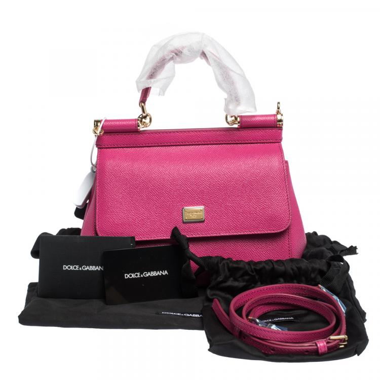 Pre Owned Dolce & Gabbana Hot Pink Leather Small Miss Sicily Shoulder Bag