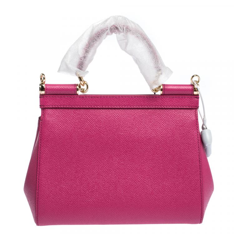 Pre Owned Dolce & Gabbana Hot Pink Leather Small Miss Sicily Shoulder Bag