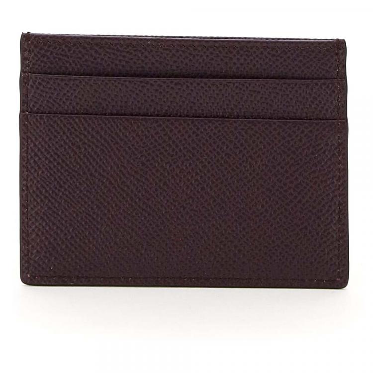 Pre Owned Dolce & Gabbana Black Leather Crystal DG Card Holder