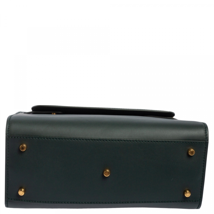 Pre Owned Dolce & Gabbana Green Leather Medium Sicily 62 Top Handle Bag