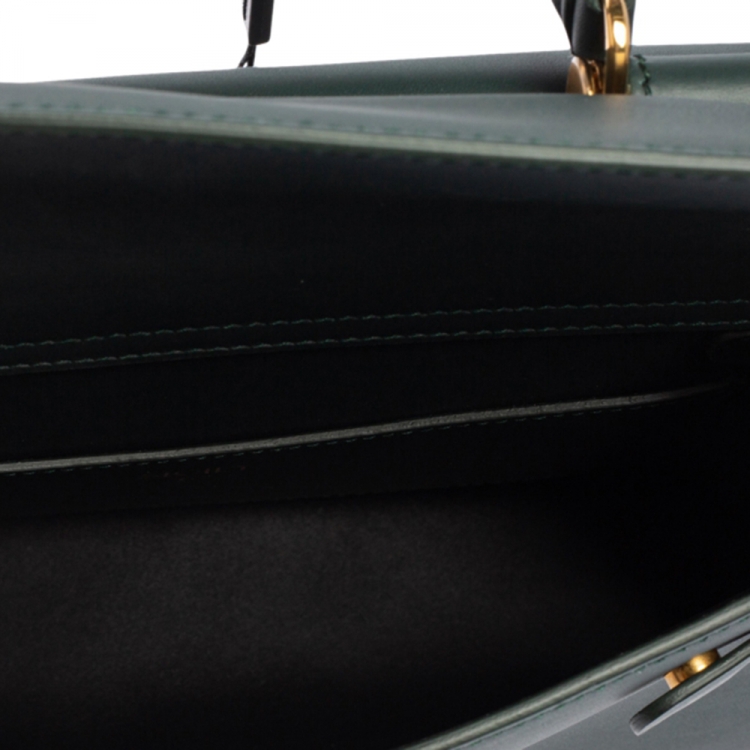 Pre Owned Dolce & Gabbana Green Leather Medium Sicily 62 Top Handle Bag