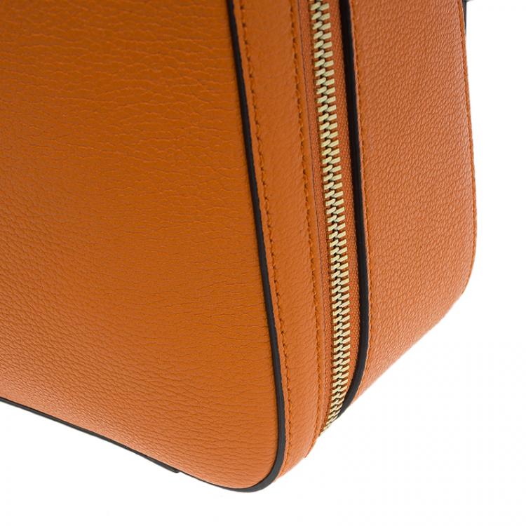 Pre Owned Dolce and Gabbana Orange Leather Rosaria Backpack