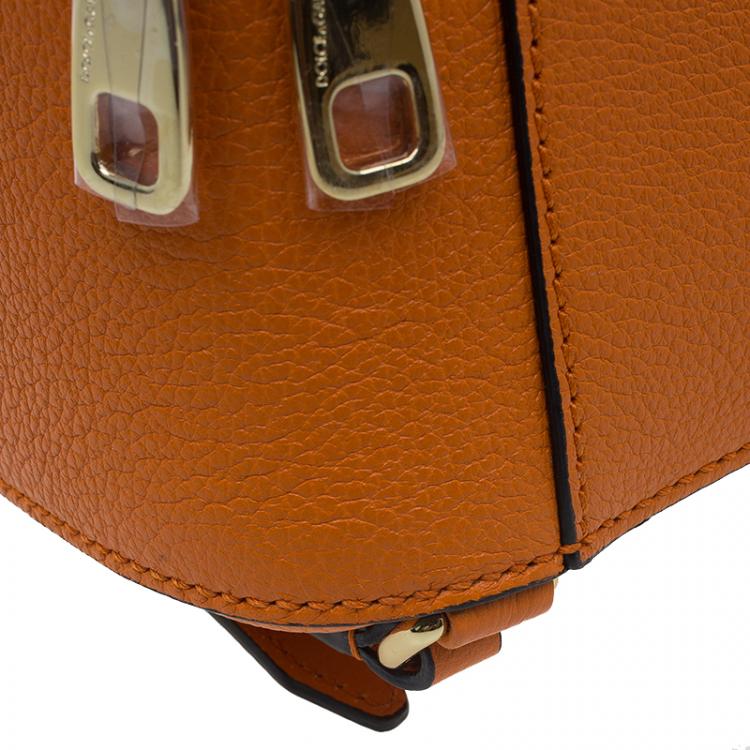 Pre Owned Dolce and Gabbana Orange Leather Rosaria Backpack