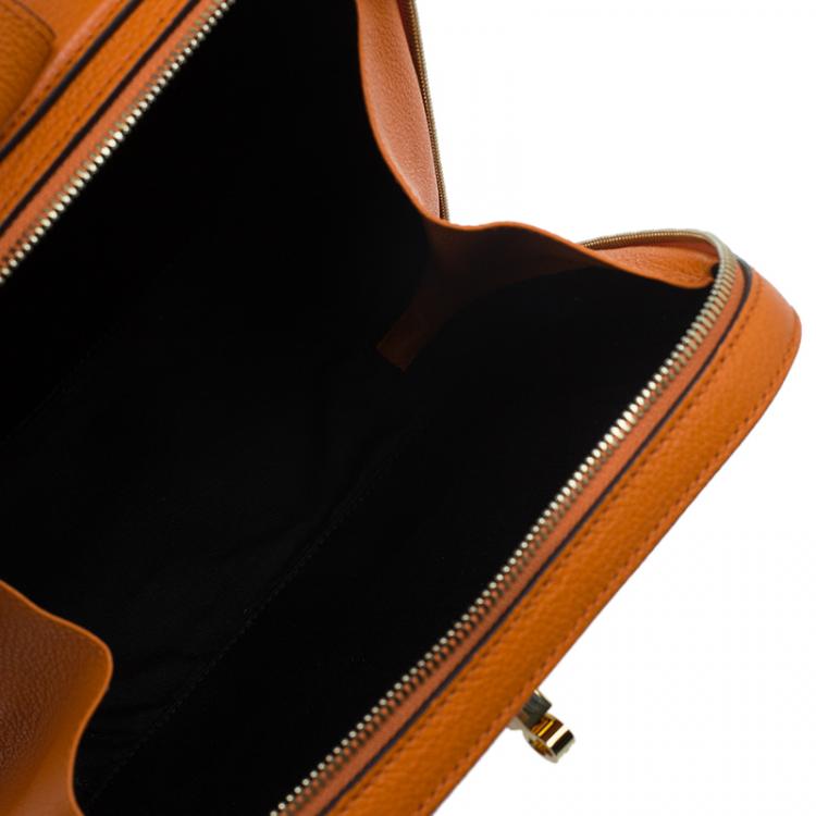 Pre Owned Dolce and Gabbana Orange Leather Rosaria Backpack