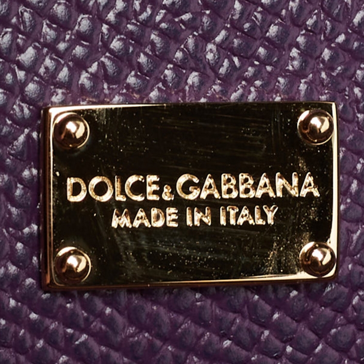 Pre Owned Dolce & Gabbana Purple Leather Medium Miss Sicily Top Handle Bag