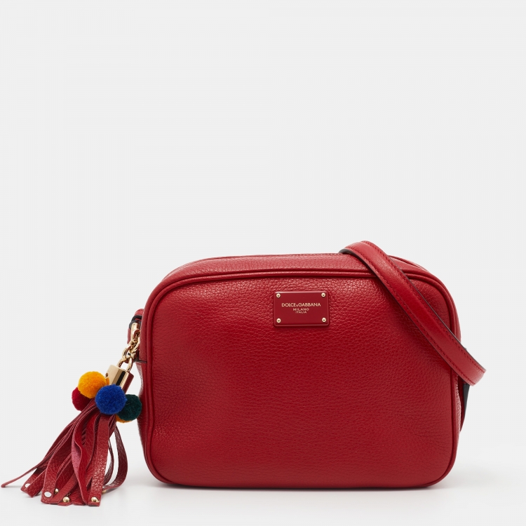 Pre Owned Dolce & Gabbana Red Leather Crossbody Bag