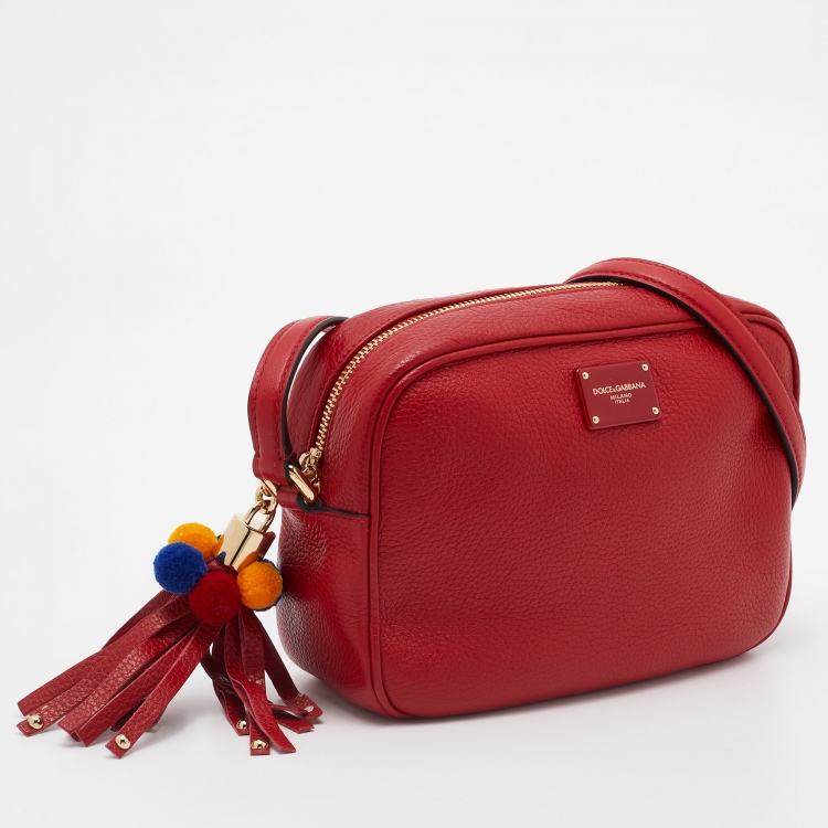 Pre Owned Dolce & Gabbana Red Leather Crossbody Bag