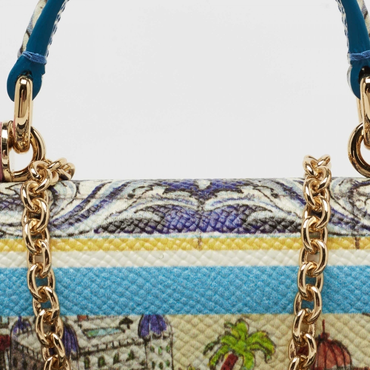 Pre Owned Dolce & Gabbana Multicolor Floral Print Leather Sicily Von Bag