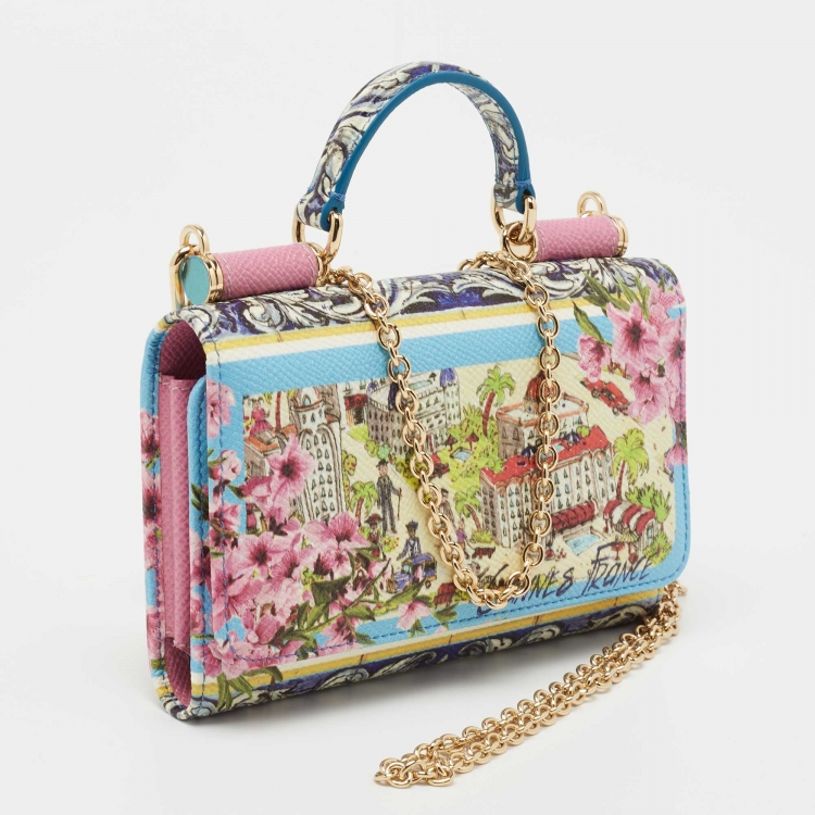 Pre Owned Dolce & Gabbana Multicolor Floral Print Leather Sicily Von Bag