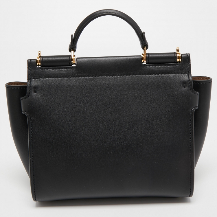 مملوكة مسبقًا Dolce & Gabbana Black Leather Sicily 62 Top Handle Bag