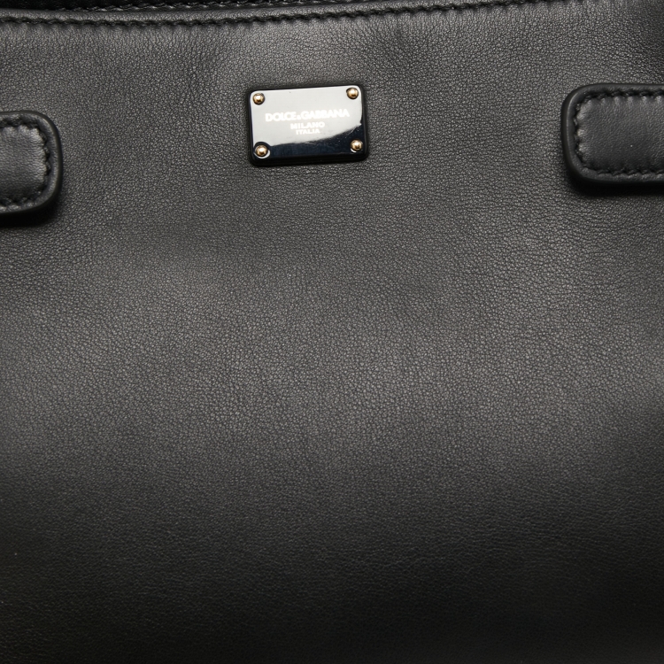 مملوكة مسبقًا Dolce & Gabbana Black Leather Sicily 62 Top Handle Bag