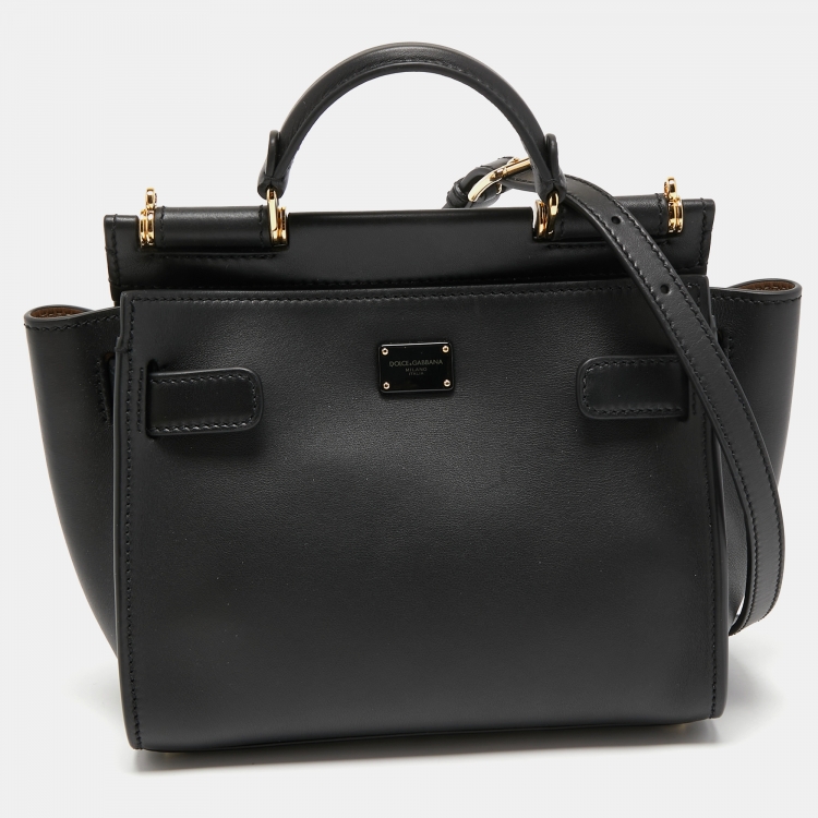 مملوكة مسبقًا Dolce & Gabbana Black Leather Sicily 62 Top Handle Bag