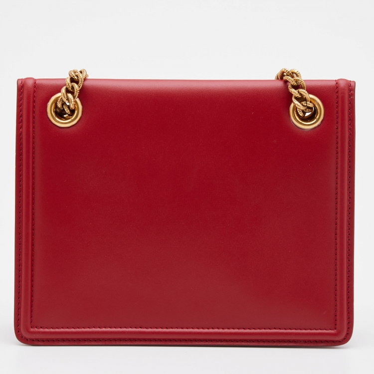 Pre Owned Dolce & Gabbana Red Leather Medium Devotion Flap Shoulder Bag