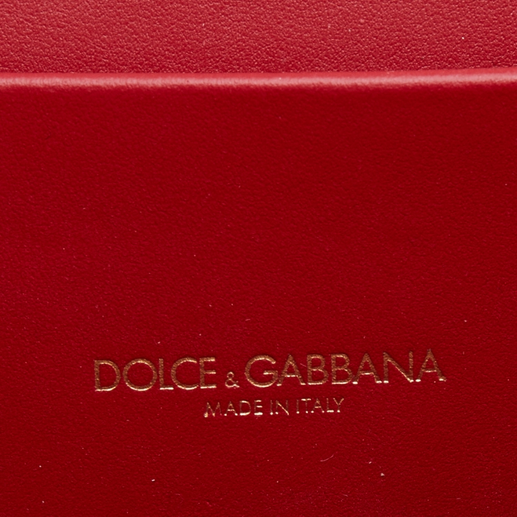 Pre Owned Dolce & Gabbana Red Leather Medium Devotion Flap Shoulder Bag