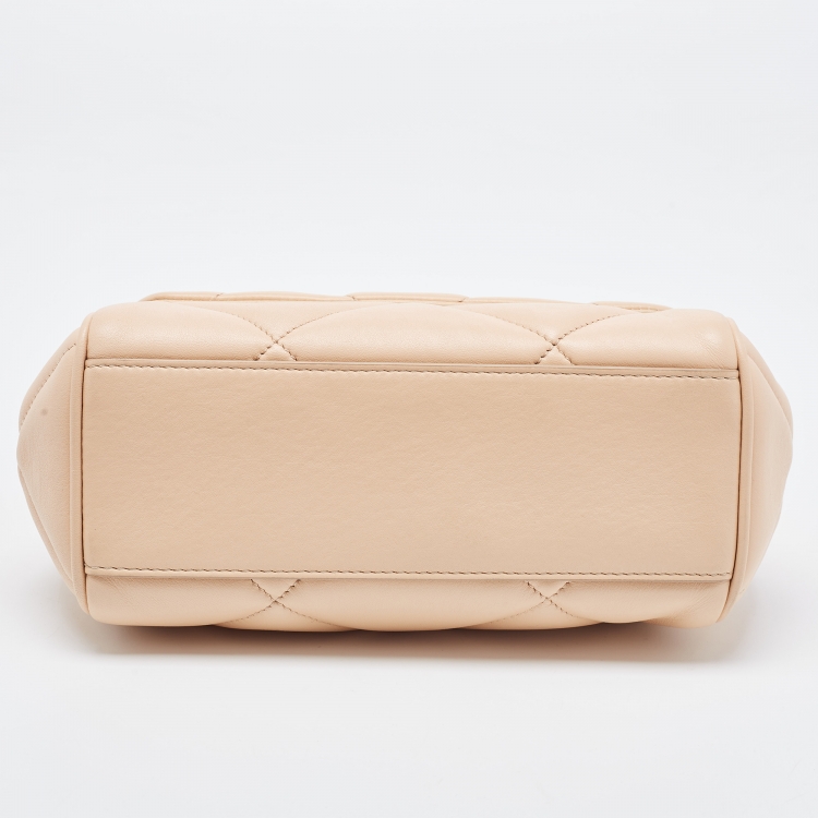 Pre Owned Dolce & Gabbana Beige Quilted Leather Small Miss Sicily Top Handle Bag