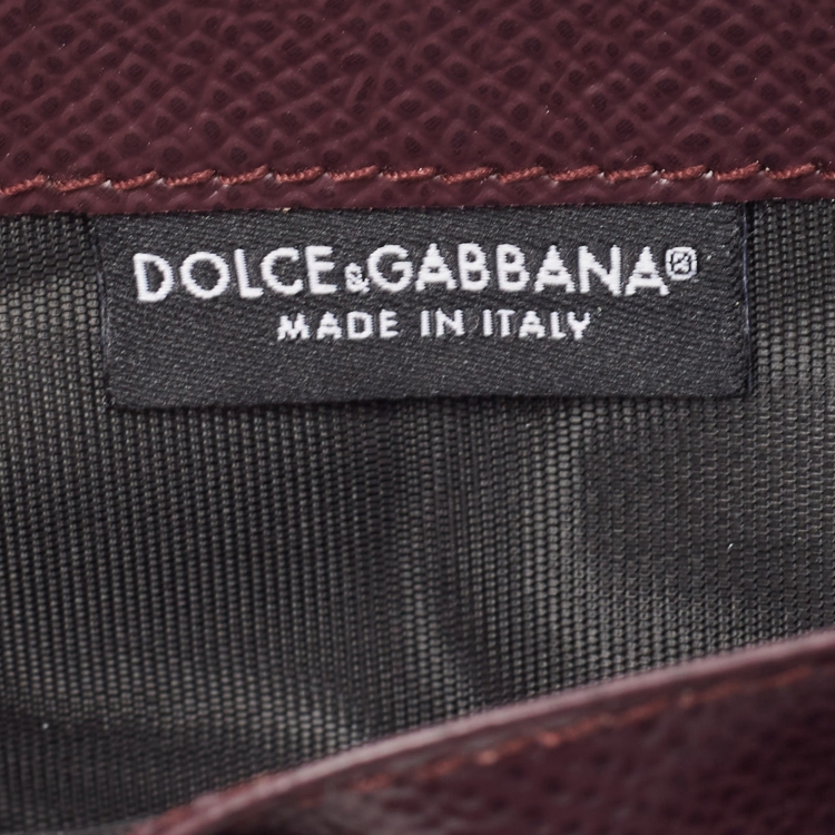 Pre Owned Dolce & Gabbana Burgundy Leather Zip Card Holder 