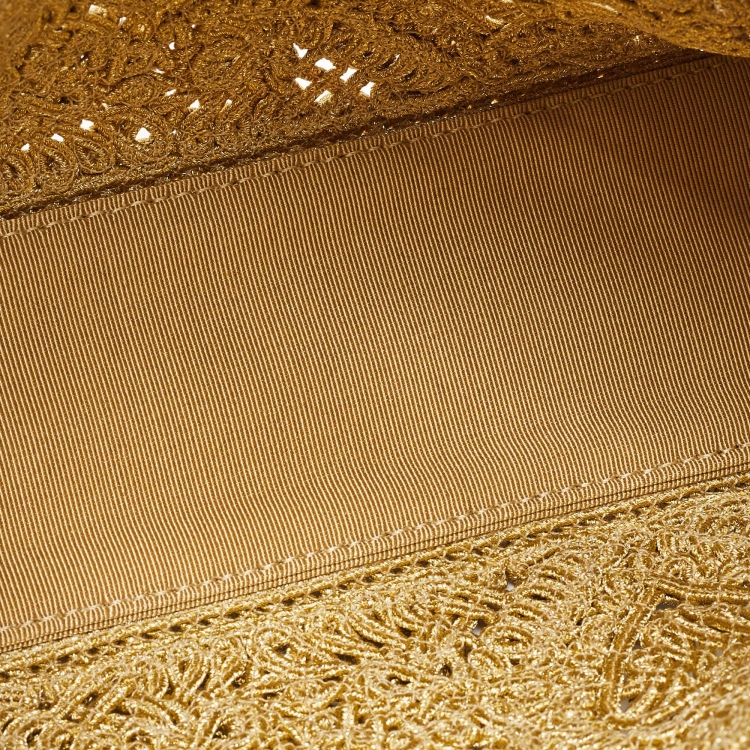 Pre Owned Dolce & Gabbana Gold Lurex Fabric Cordonetto Shoulder Bag