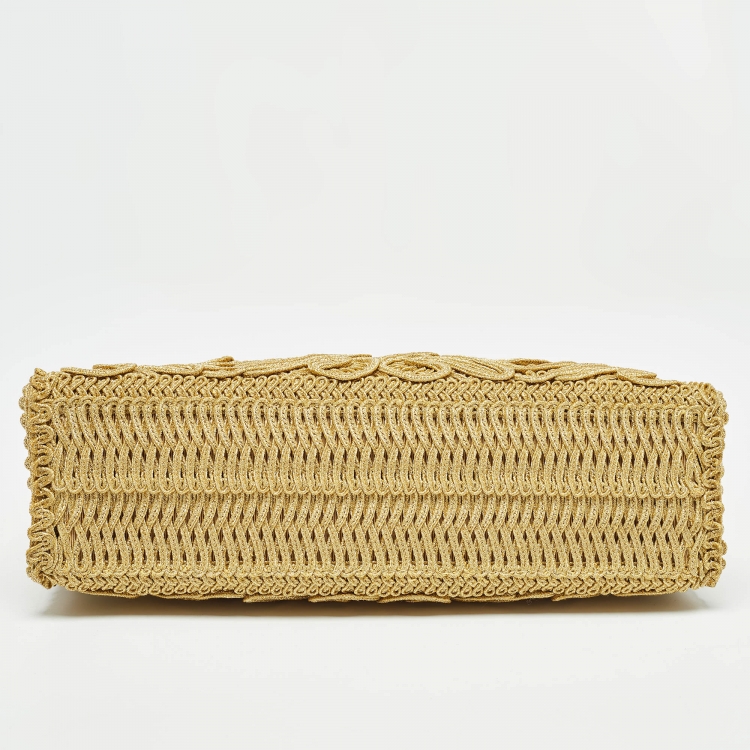 Pre Owned Dolce & Gabbana Gold Lurex Fabric Cordonetto Shoulder Bag