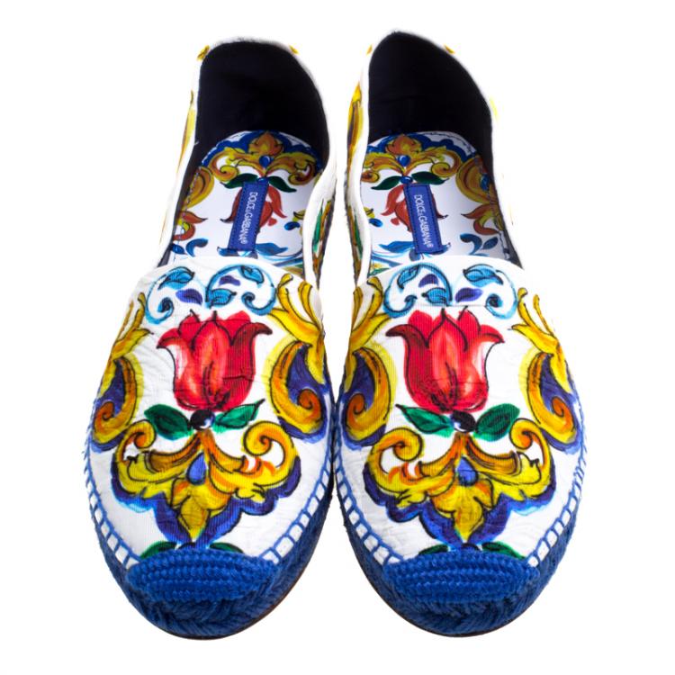 Pre Owned Dolce and Gabbana Multicolor Printed Brocade Espadrilles Size 40