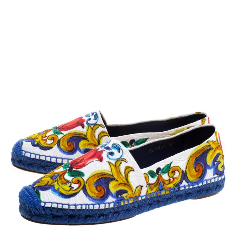 Pre Owned Dolce and Gabbana Multicolor Printed Brocade Espadrilles Size 40