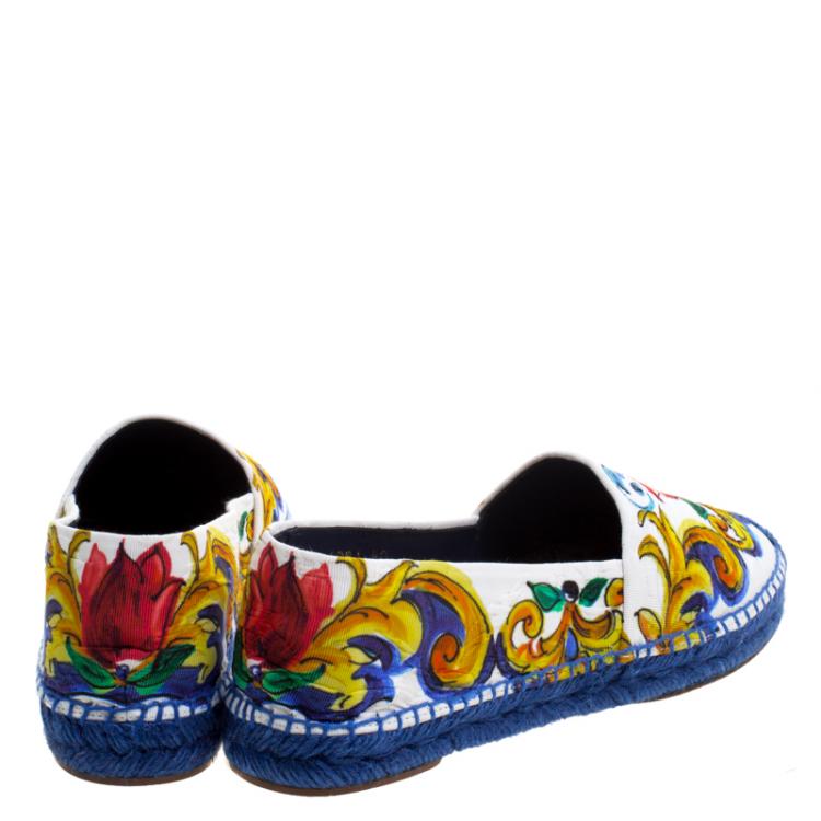 Pre Owned Dolce and Gabbana Multicolor Printed Brocade Espadrilles Size 40