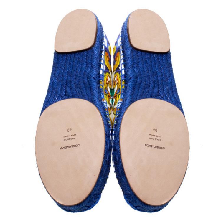 Pre Owned Dolce and Gabbana Multicolor Printed Brocade Espadrilles Size 40