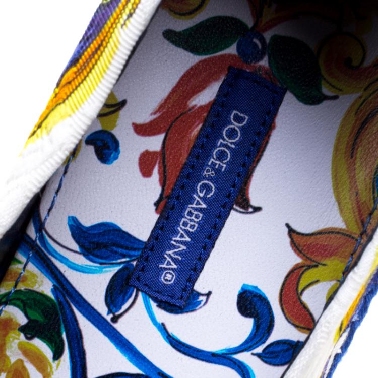 Pre Owned Dolce and Gabbana Multicolor Printed Brocade Espadrilles Size 40