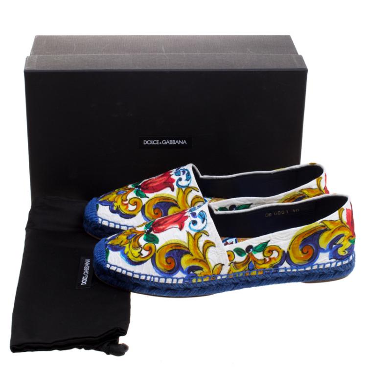 Pre Owned Dolce and Gabbana Multicolor Printed Brocade Espadrilles Size 40