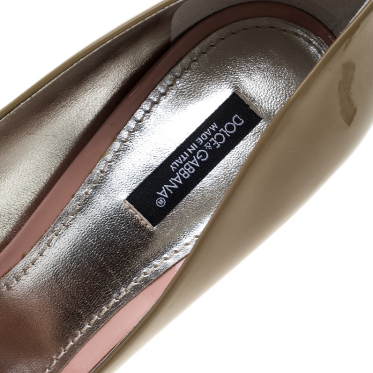 Pre Owned Dolce & Gabbana Two Tone Leather Peep Toe Pumps Size 38