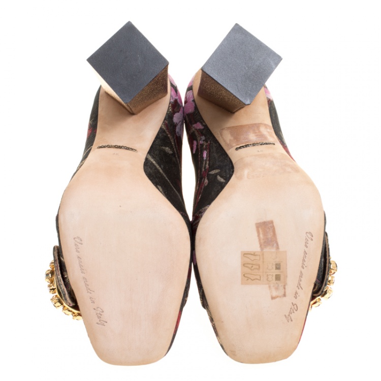 Pre Owned Dolce and Gabbana Multicolor Canvas Jackie Pumps Size 36