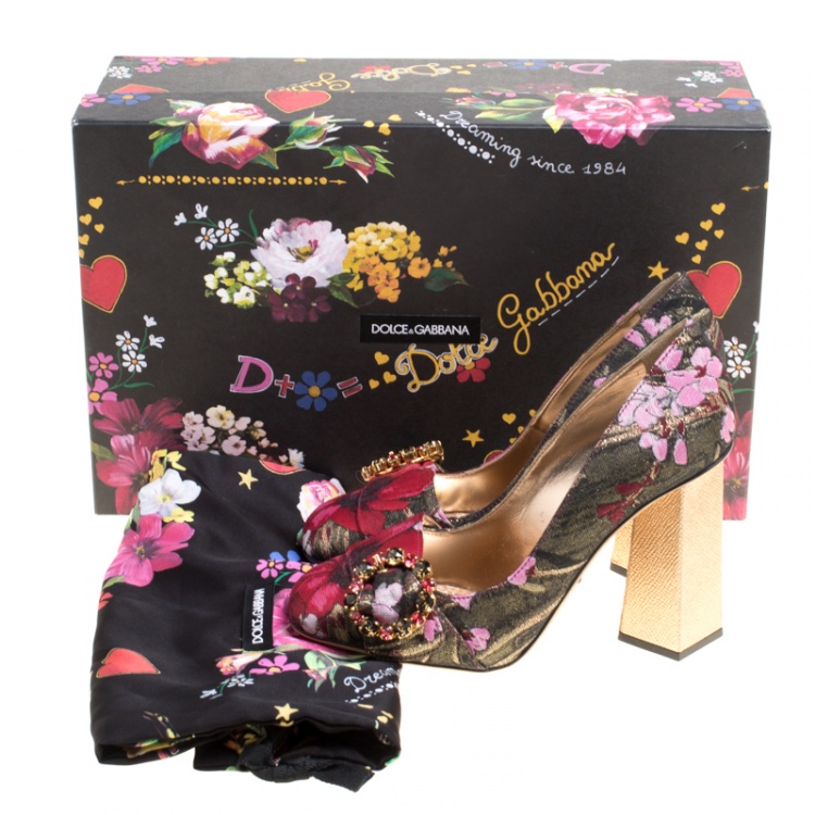 Pre Owned Dolce and Gabbana Multicolor Canvas Jackie Pumps Size 36