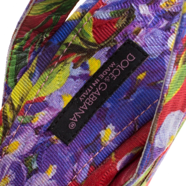 Pre Owned Dolce and Gabbana Multicolor Floral Printed Fabric Platform Wedge Sandals Size 40