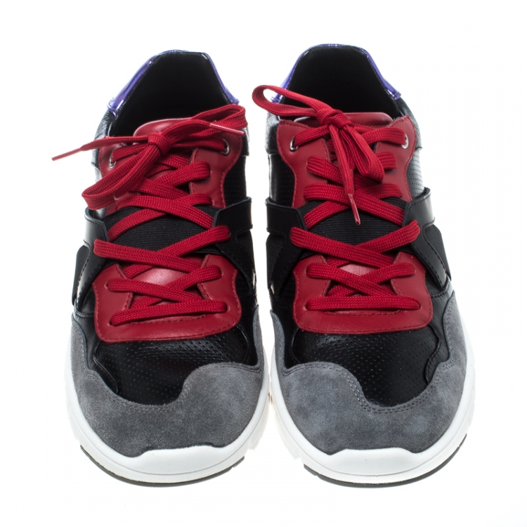 Pre Owned Dolce and Gabbana Multicolor Suede and Leather Lace Up Sneakers Size 44.5