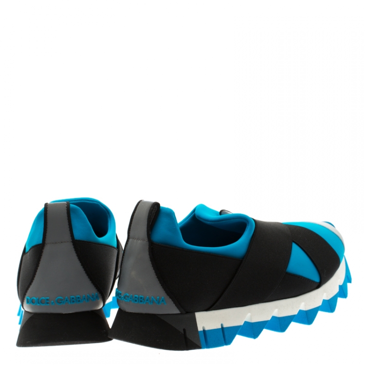 Pre Owned Dolce and Gabbana Tricolor Neoprene Fabric And Cross Elastic Band Ibiza Platform Slip On Sneakers Size 39.5