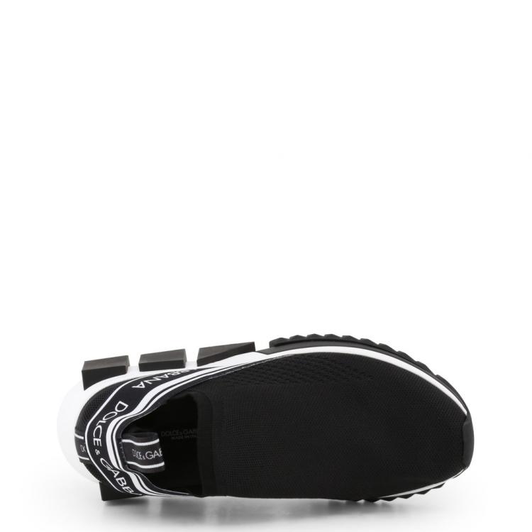 Pre Owned Dolce and Gabbana Black Stretch Jersey Sorrento Slip-On Sneakers Size 35