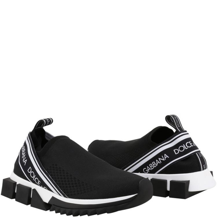 Pre Owned Dolce and Gabbana Black Stretch Jersey Sorrento Slip-On Sneakers Size 35