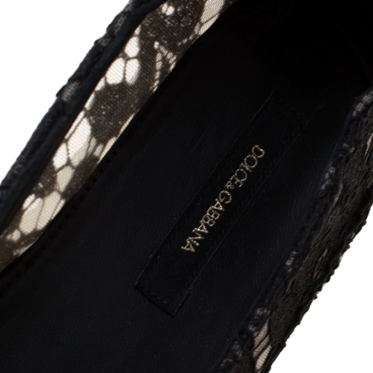Pre Owned Dolce & Gabbana Black Lace Espadrilles Size 38