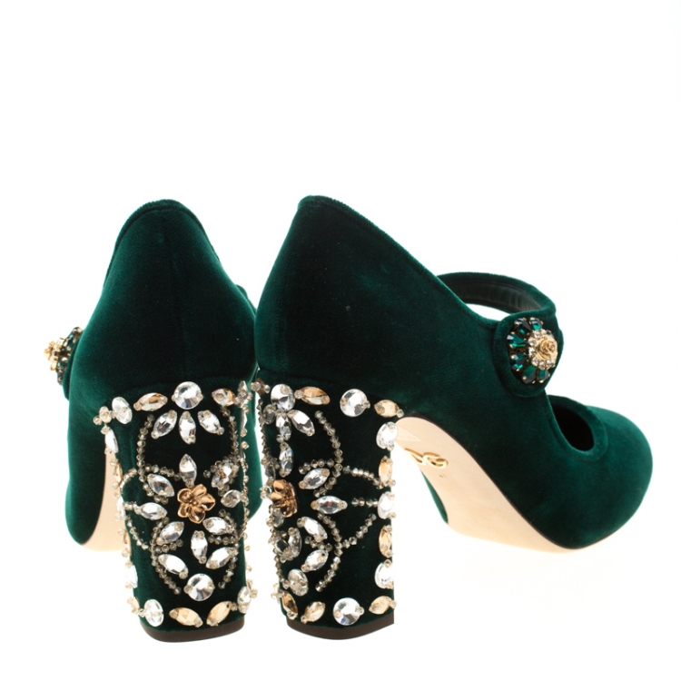 dolce and gabbana green velvet shoes