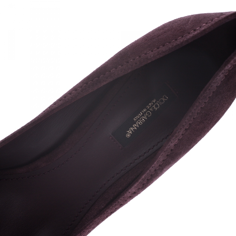Pre Owned Dolce & Gabbana Burgundy Suede DG Amore Pointed Toe Pumps Size 37