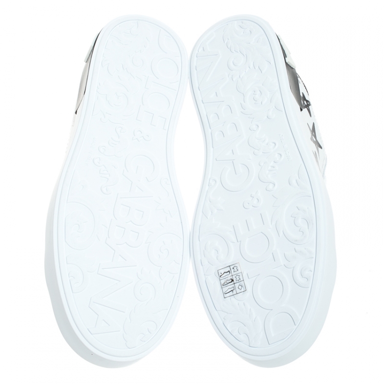 Pre Owned Dolce and Gabbana White/Black Leather Portofino Low Top Sneakers Size 40