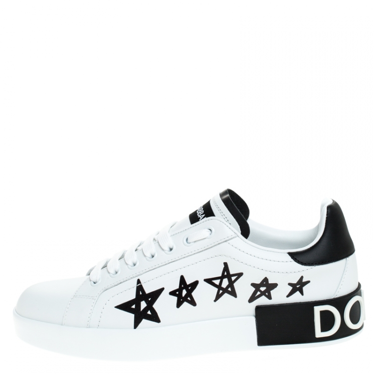 Dolce and Gabbana White/Black Leather Portofino Low Top Sneakers Size 40  Dolce & Gabbana | TLC