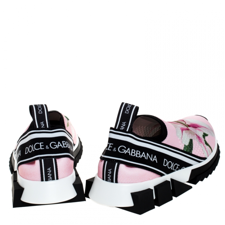 مملوكة مسبقًا Dolce & Gabbana Pink Floral Stretch Fabric Sorrento Slip-On Sneakers Size 38