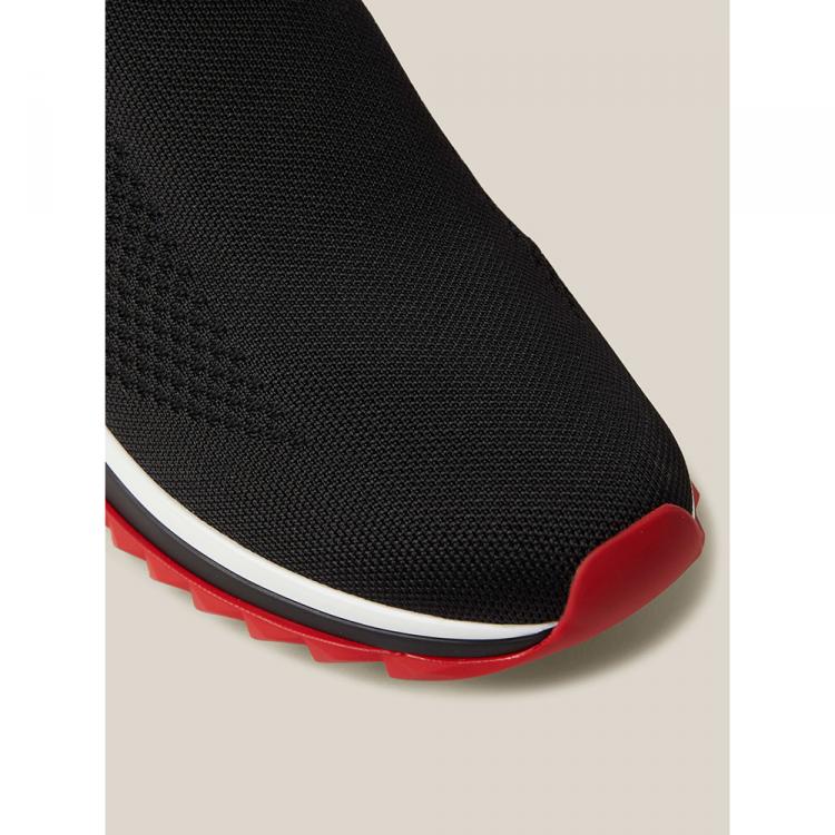 Pre Owned Dolce & Gabbana Black Slip On Logo Print Mesh Sneakers Size IT 37