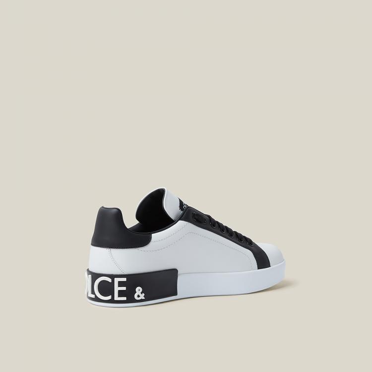 Pre Owned Dolce & Gabbana White Love Logo-Embossed Leather Sneakers Size IT 37.5