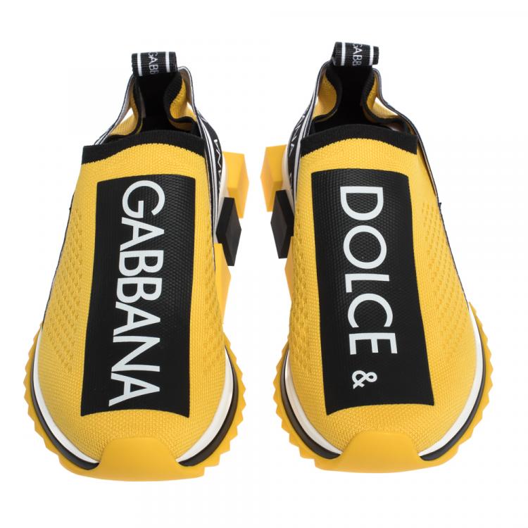 Dolce Gabbana Yellow/Black Stretch Jersey Logotape Print Slip On Sneakers Size 41 Dolce & Gabbana | TLC