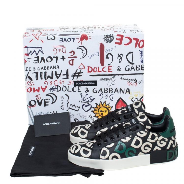Pre Owned Dolce & Gabbana Multicolor DG Mania Print Leather Low-Top Sneakers Size 39